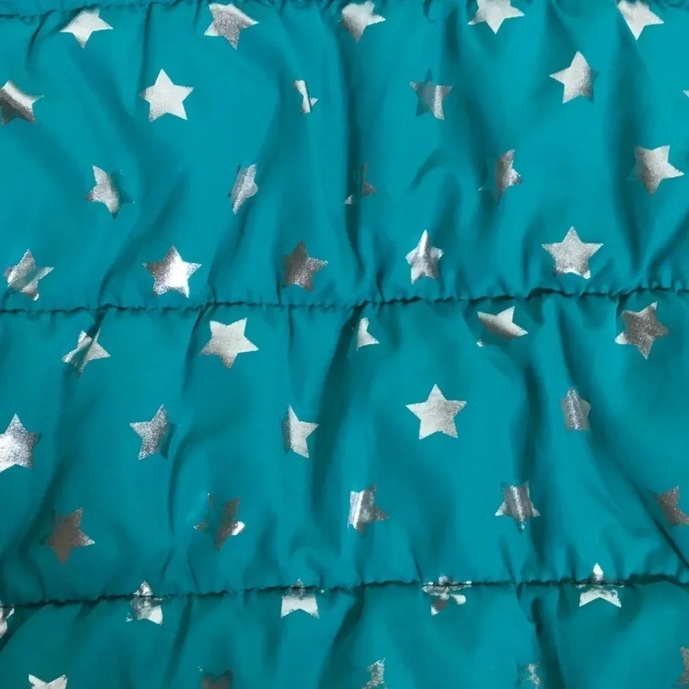 Healthtex Puffer Vest Aqua Teal Silver Stars Blue v6x